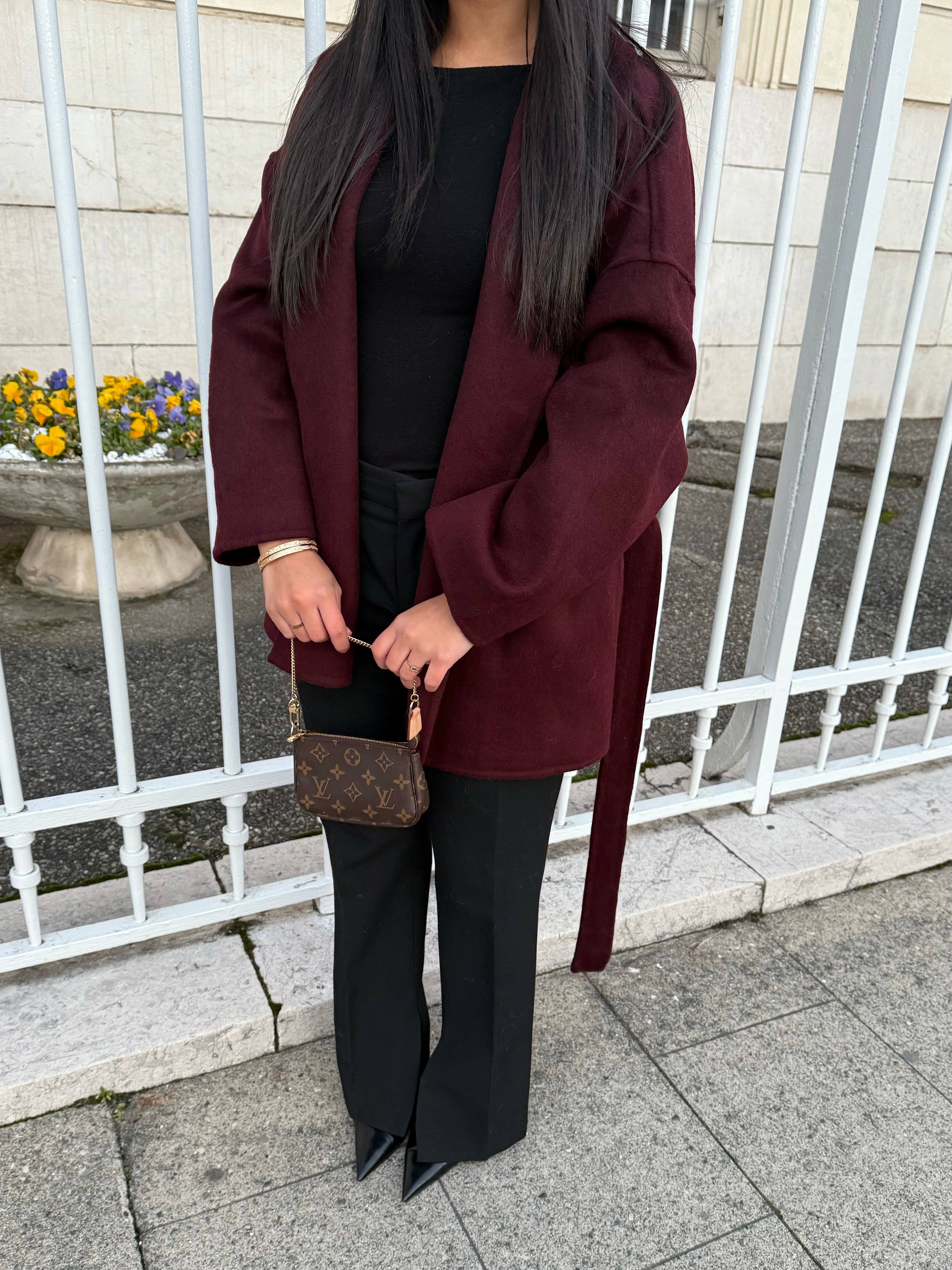 MANTEAU EN LAINE BORDEAUX